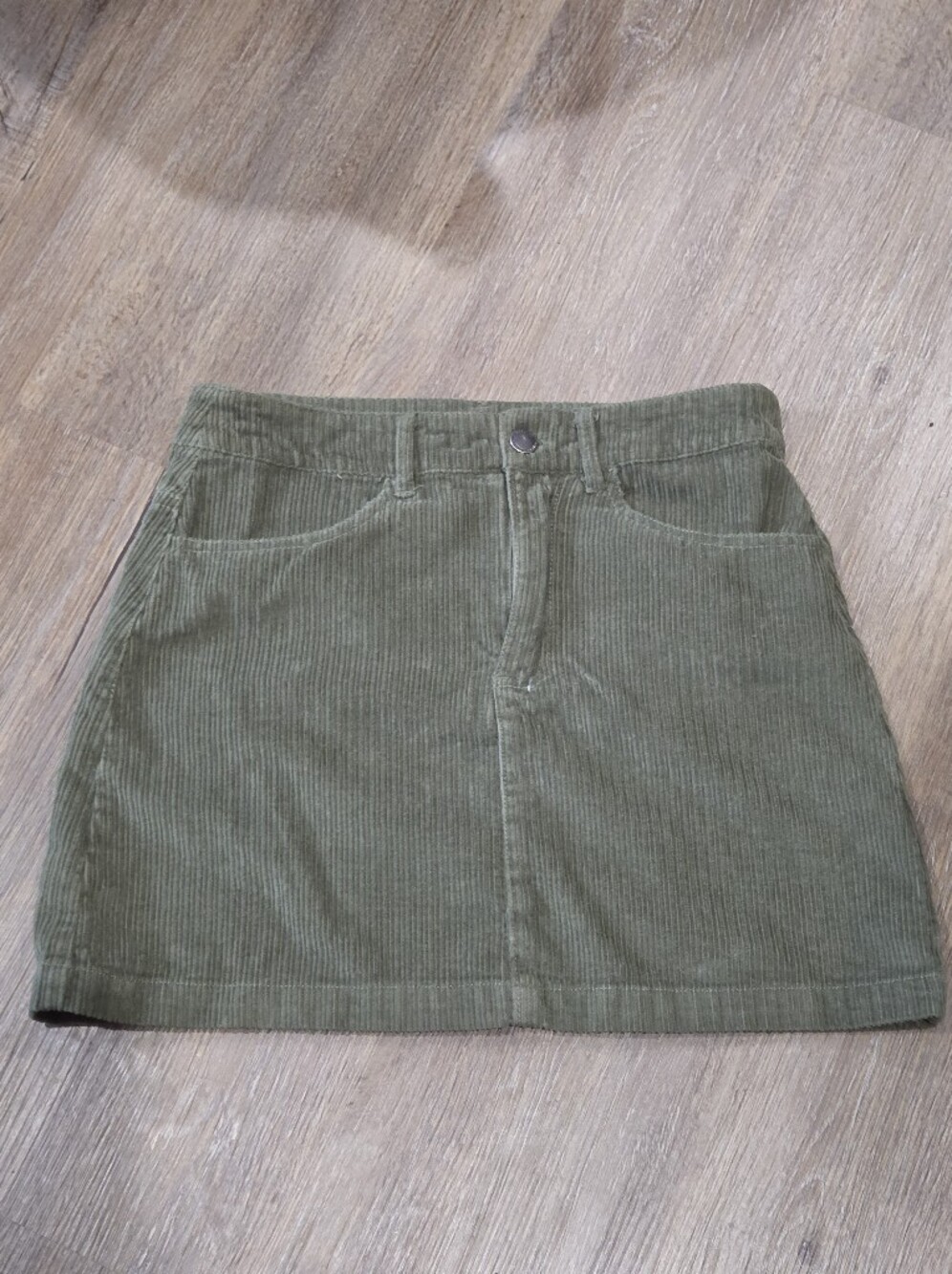 Olive Green Corduroy Mini Skirt, Size S